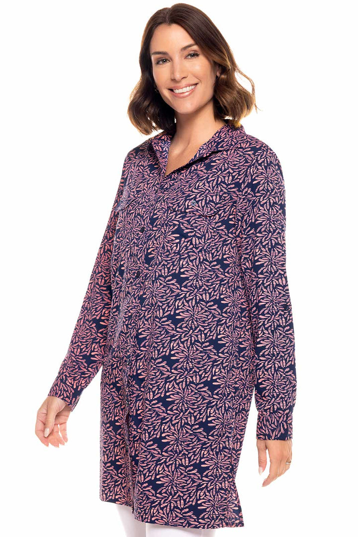 Women's Santorini Tunic Shirt  |  Peachy Pink Etched Flowers