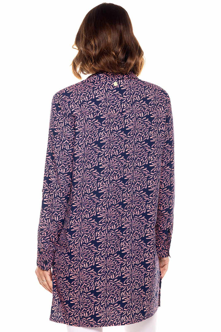 Women's Santorini Tunic Shirt  |  Peachy Pink Etched Flowers