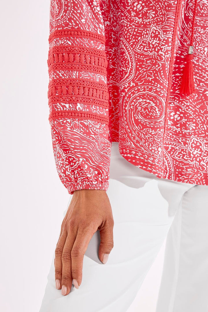 Women's Sarti Shirt  |  Radiant Coral Delicate Paisley
