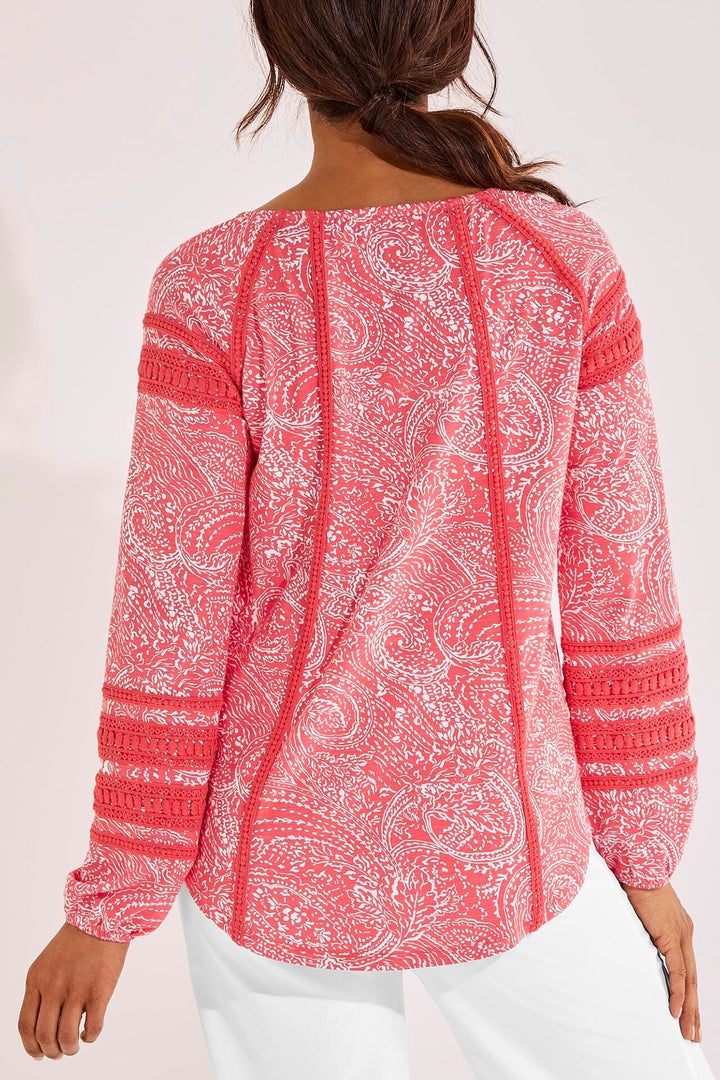 Women's Sarti Shirt  |  Radiant Coral Delicate Paisley