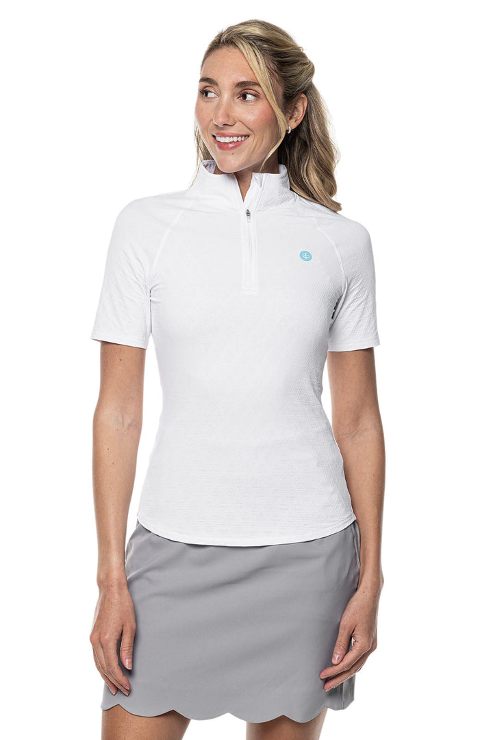 Women's Albatrose Golf Elbow Sleeve Shirt  |  White Diamond Jacquard