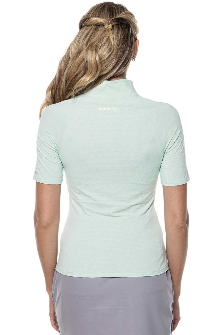 Women's Albatrose Golf Elbow Sleeve Shirt  |  Misty Aqua Diamond Jacquard