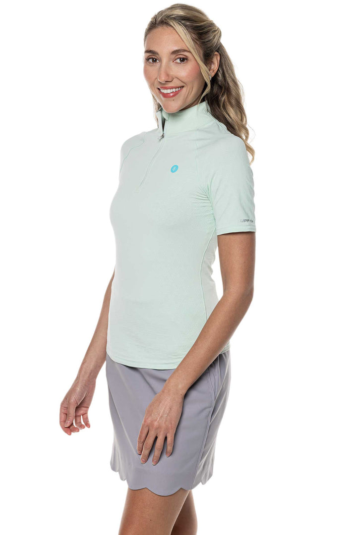 Women's Albatrose Golf Elbow Sleeve Shirt  |  Misty Aqua Diamond Jacquard