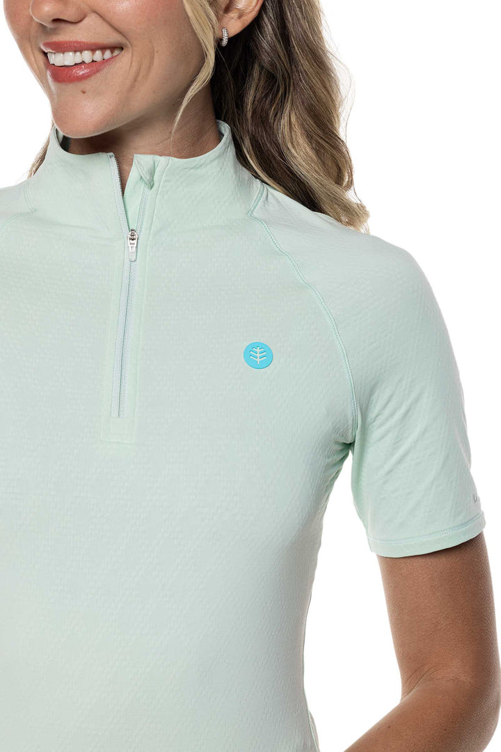 Women's Albatrose Golf Elbow Sleeve Shirt  |  Misty Aqua Diamond Jacquard